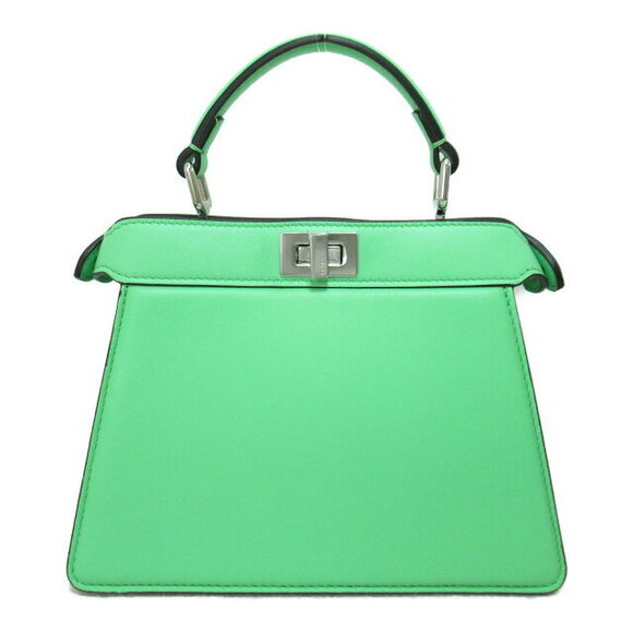 Fendi Peekaboo ICIU Shoulder Bag Leather Green Carry On - Picture 3 of 9